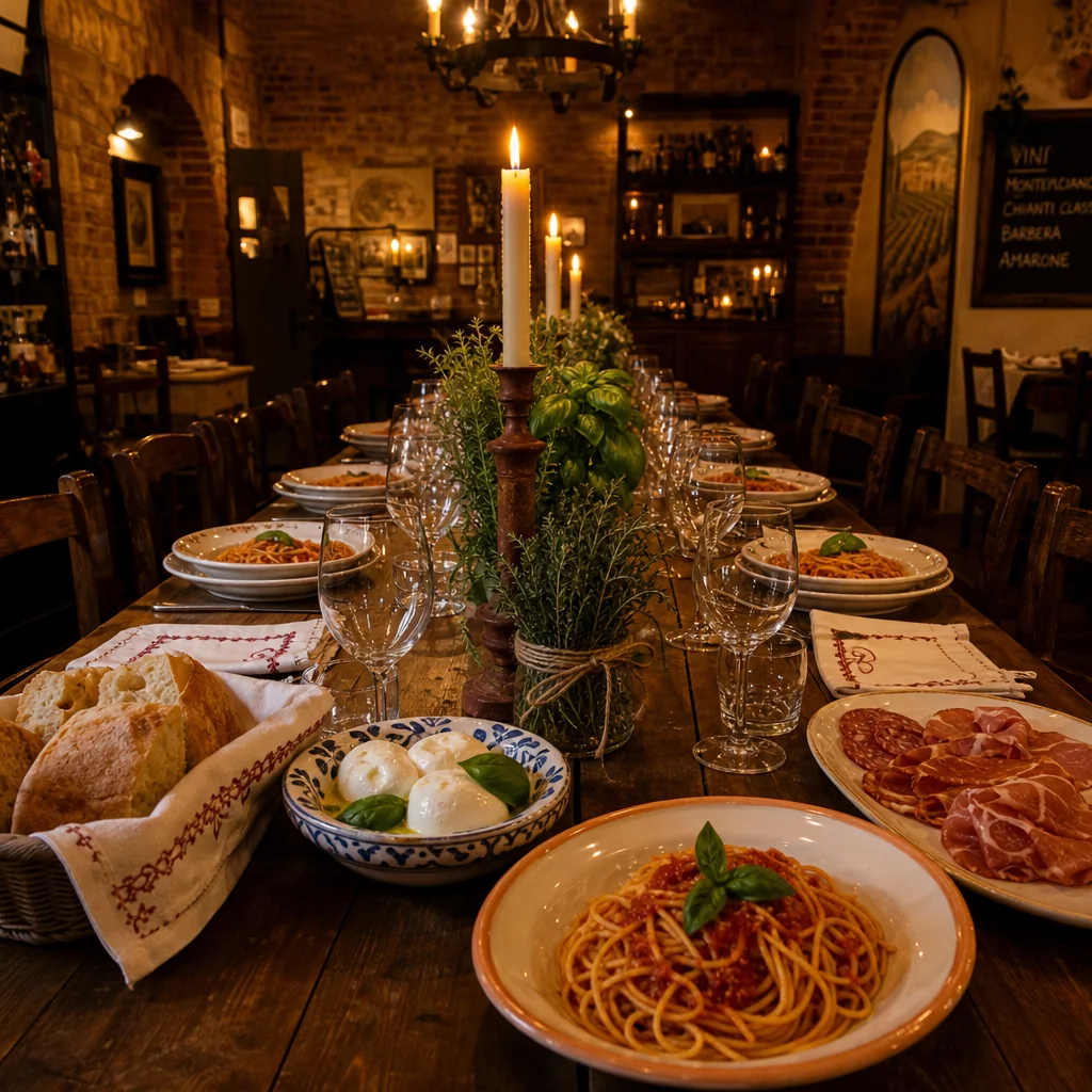 Warm and convivial dining table at Trattoria MISTO